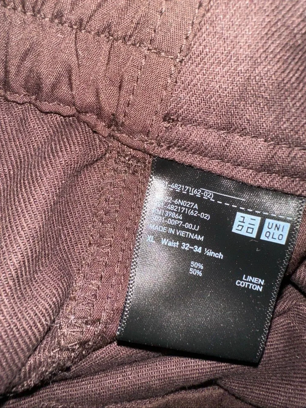 Uniqlo XL Linen Cotton High Waist Pleated Shorts Dark Brown